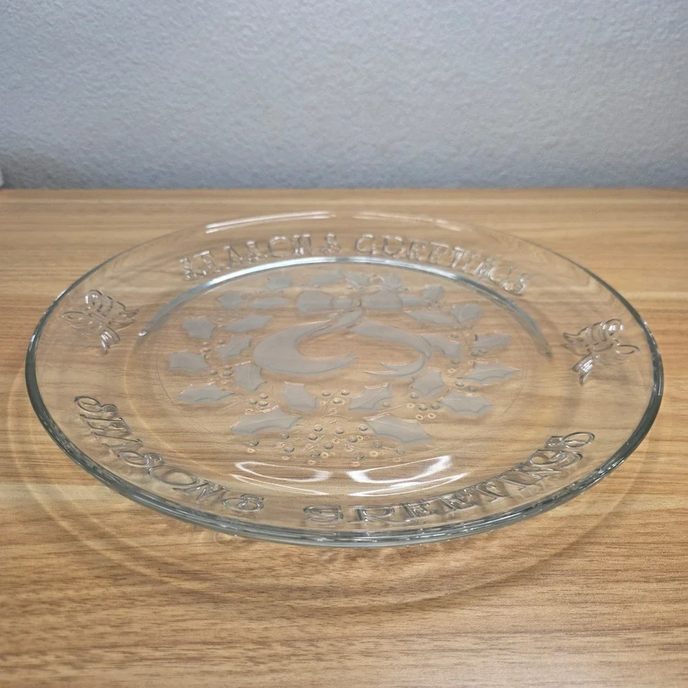 Christmas Anchor Hocking Seasons Greetings Wreath Serving Platter in Box 100/666
